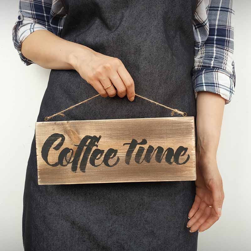Деревянная табличка с надписью COFFEE TIME - описание и стоимость изделия Деревянная табличка с надписью COFFEE TIME - описание и стоимость изделия