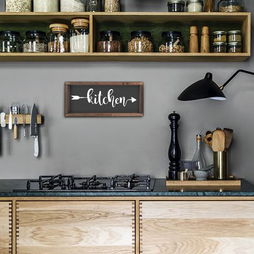 Декоративное панно указатель с белой надписью KITCHEN - иллюстрация товара №3